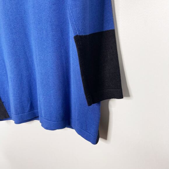 Eileen Fisher Small S Blue Gray Tencel Organic Cotton Silk Colorblock Sweater - Picture 6 of 7